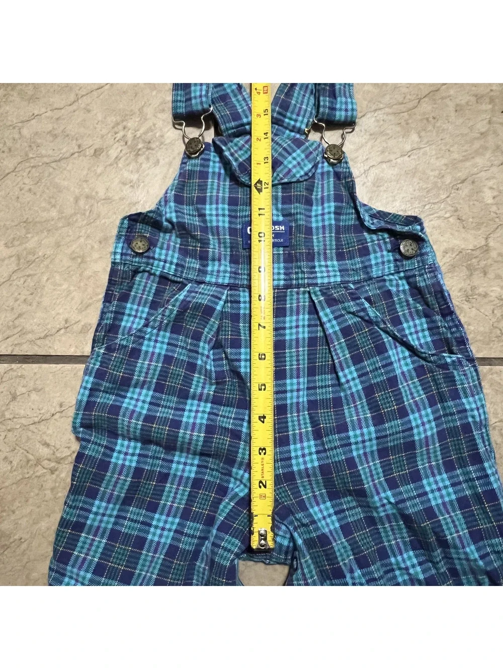 Vintage OshKosh Pleated Plaid Bib Overalls Vestback Toddler Preppy One Piece
